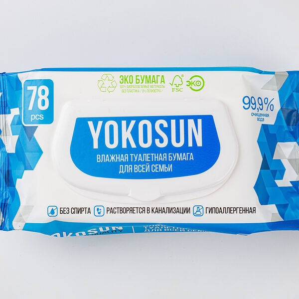 Туалетная бумага влажная для взрослых YokoSun, 78 шт
