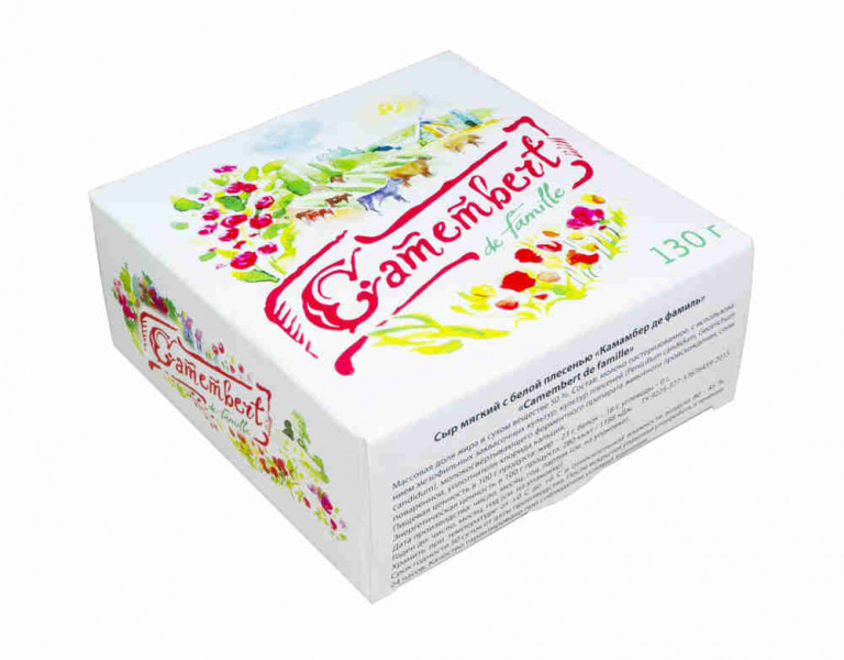 

Сыр мягкий De Famille Camembert с белой плесенью 50% 130 г