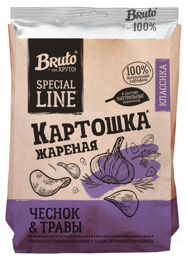 

Чипсы Bruto Картошка жареная чеснок и травы 120 г