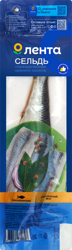 

Сельдь тихоокеанская Лента слабосоленая тушка 250 г