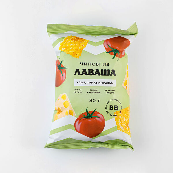 Чипсы из лаваша ВкусВилл Сыр томат и травы 80 г