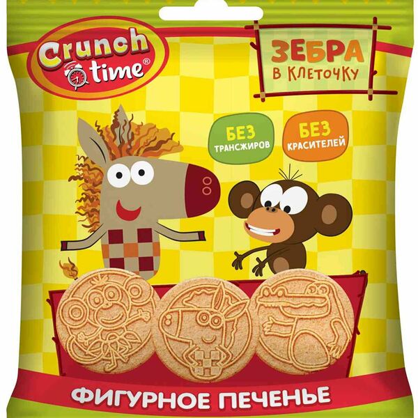 Печенье сахарное Crunch Time Зебра в клеточку в ассортименте
