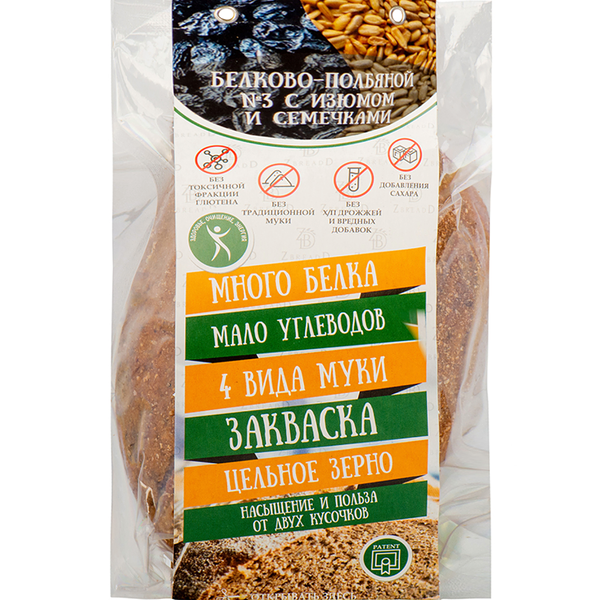 Хлеб Белково-полбяной с изюмом и семечками ZbreadD