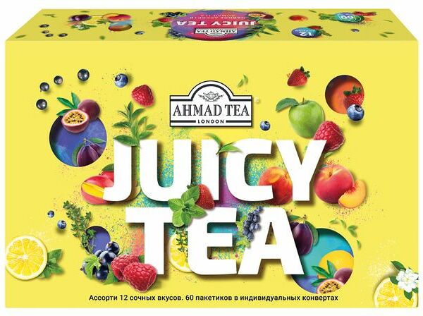 Ассорти чая Ahmad Tea Juicy tea 12 вкусов 60 пакетиков 95 г