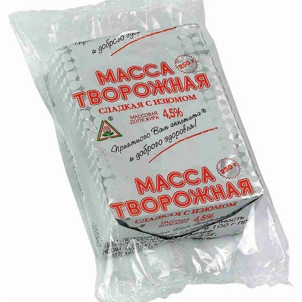 Масса творожная Пискаревский Молочный Завод с изюмом 4.5%