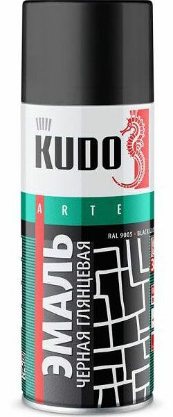 Эмаль универсальная алкидная Kudo Arte черная глянцевая 520 мл