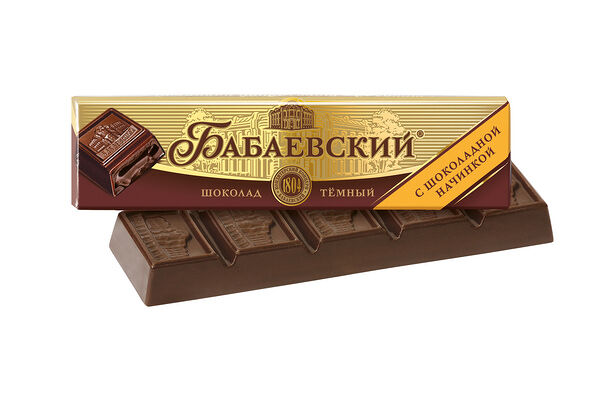 Батончик из темного шоколада Бабаевский с шоколадной начинкой