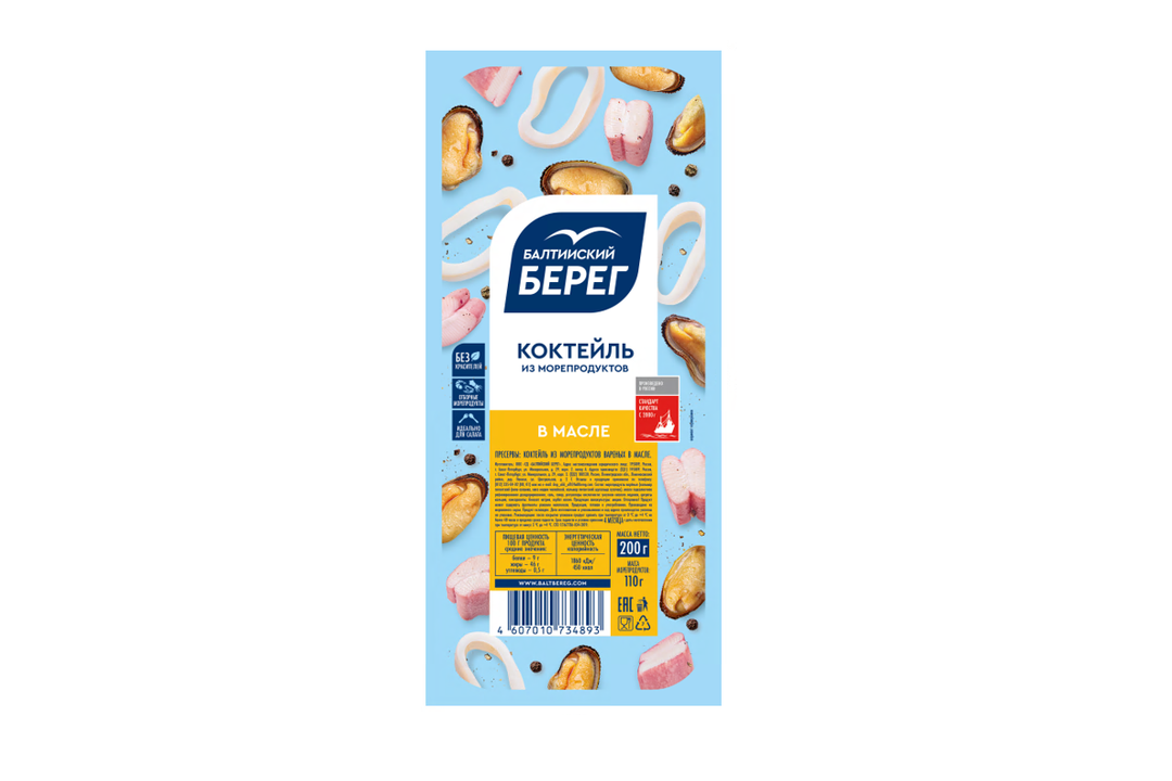 

Коктейль из морепродуктов Балтийский берег в масле