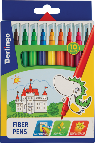 

Фломастеры BERLINGO Замки 10цв,смываемые,картон