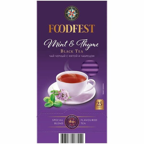 Чай FOODFEST Mint & Thyme черный байховый 25х1,5г