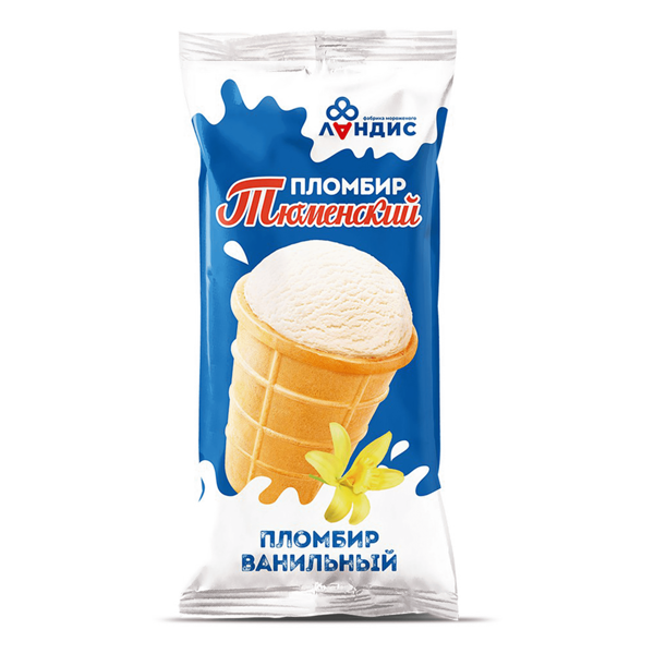 Мороженое пломбир Тюменский Пломбир ванильное в вафельном стаканчике 15% 