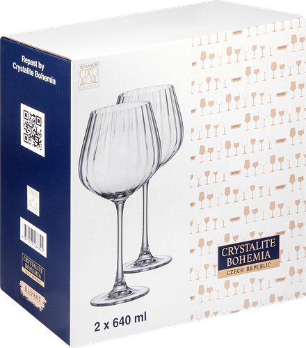Набор бокалов для вина CRYSTALITE BOHEMIA Columba optic 640мл, стекло