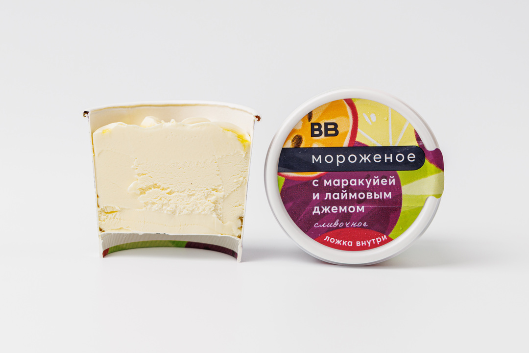 

Мороженое ВкусВилл сливочное с маракуйей и лаймовым джемом 75 г