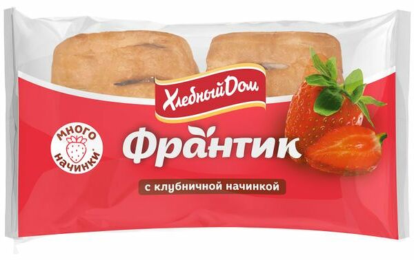 Булочка Хлебный дом Франтик с клубничной начинкой, 100 г