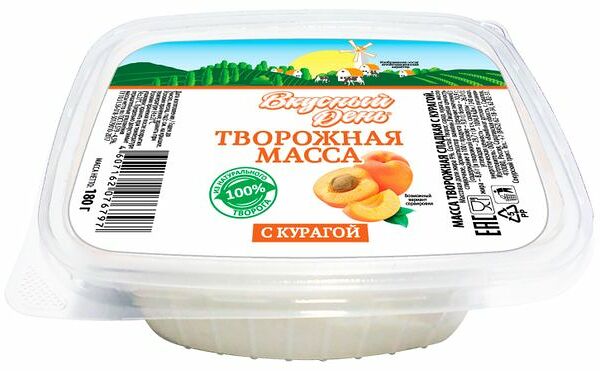 Масса творожная Вкусный День с курагой 9%, БЗМЖ