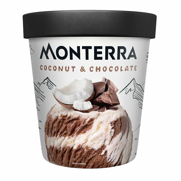 Мороженое Monterra сливочное двухслойное кокос, шоколад бзмж 