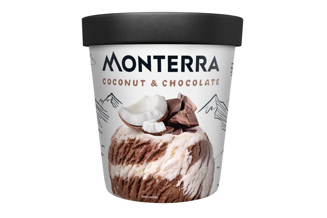 

Мороженое Monterra сливочное двухслойное кокос, шоколад бзмж 263 г