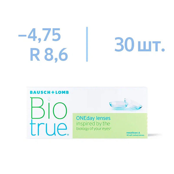 Линзы Biotrue ONEday BC 8.6 SPH -4.75 D 14.2 30 шт   