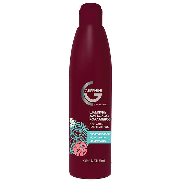 Шампунь для волос коллагеновый Greenini Восстановление, укрепление, увлажнение, 300 мл