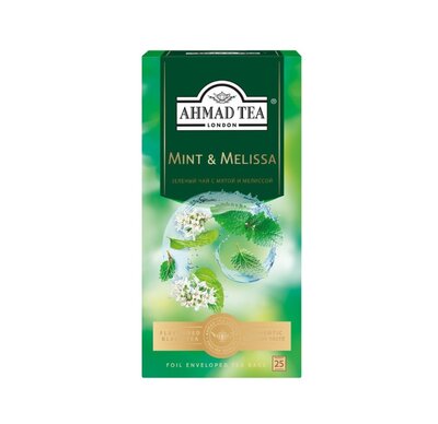 Чай зелёный Ахмад Ти (Ahmad Tea) Mint & Melissa в пакетиках 25 пакетиков 45 г