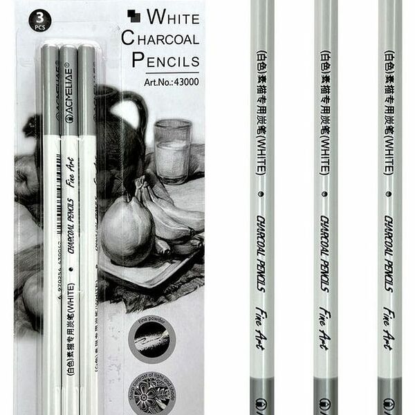 Набор белых угольных карандашей Acmeliae, 3 шт