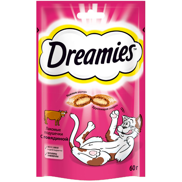 Лакомство для кошек Dreamies Говядина подушечки 60г