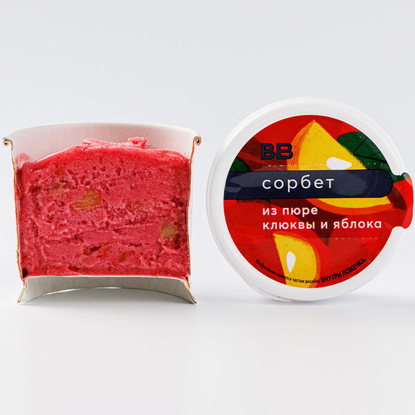 Сорбет из пюре клюквы и яблока