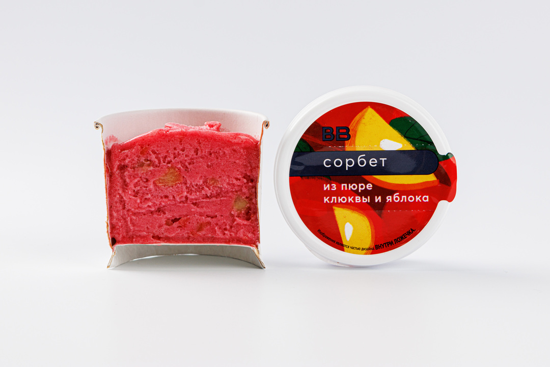 

Сорбет из пюре клюквы и яблока