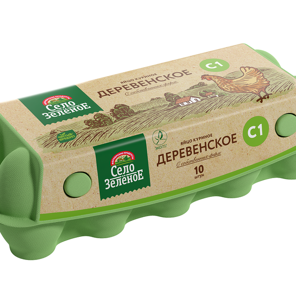 Яйцо куриное Село Зелёное Деревенское С1, 10 шт, 600 г
