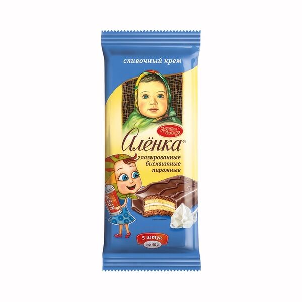 Пирожные бисквитные глазированные Алёнка вкус: сливочный крем, упаковка 5 шт 200 г