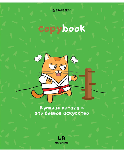 

Тетрадь Brauberg Кот-энтузиаст, А5, 48 листов, на скобе, в клетку, в ассортименте