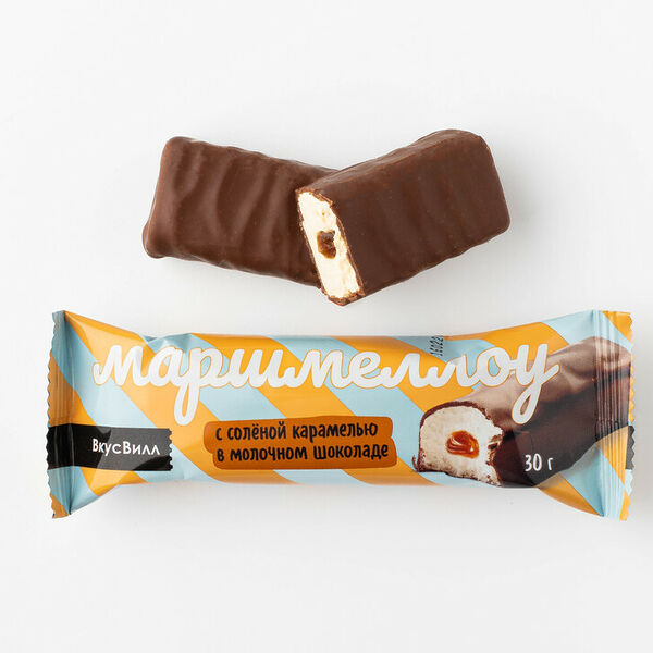 Батончик ВкусВилл Маршмеллоу с соленой карамелью в молочном шоколаде