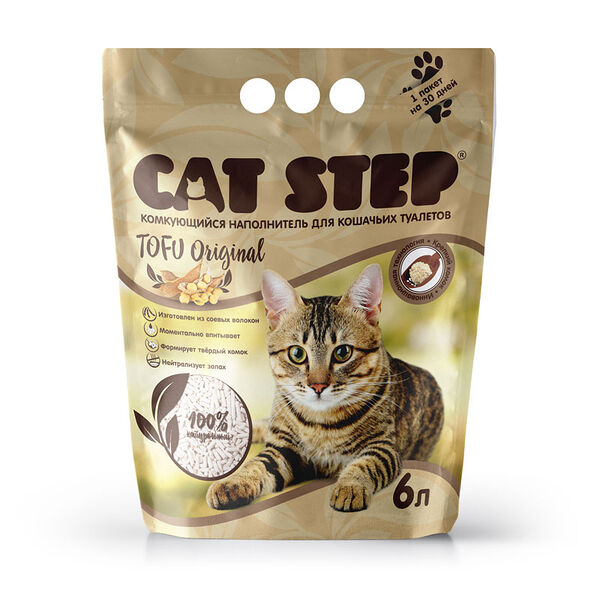 Наполнитель Cat Step Tofu Original комкующийся растительный для кошачьих туалетов, 6л