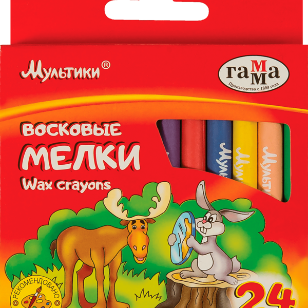 Мелки восковые ГАММА Мультики 24 цветов, круглые