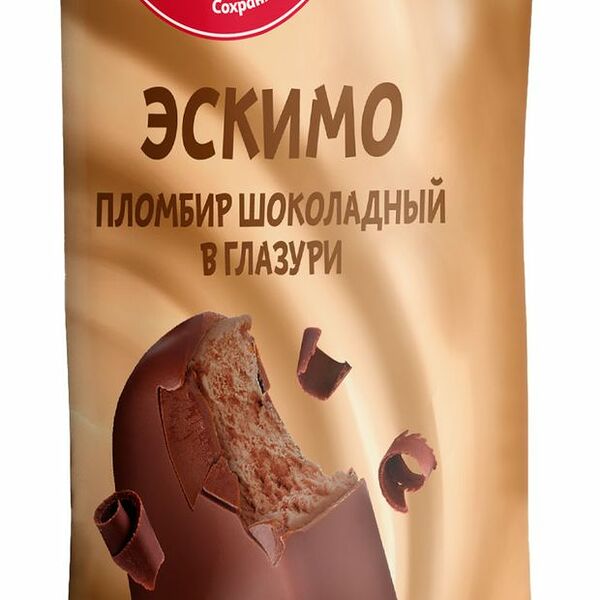 Мороженое пломбир Ашан Красная птица Эскимо шоколадное в шоколадной глазури