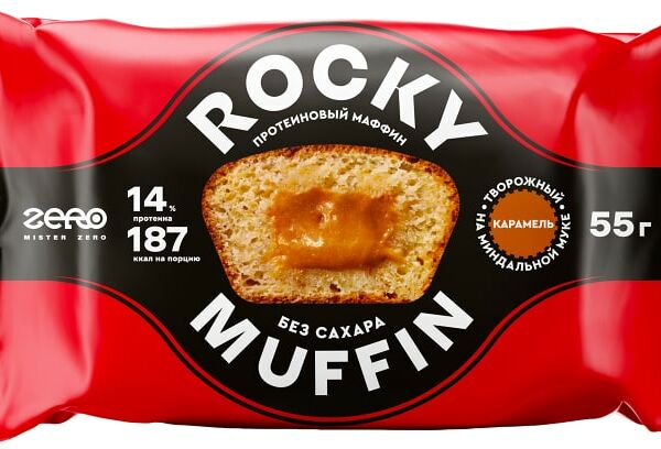 Маффин Mr. Djemius Zero Rocky Muffin Творожный с карамельной начинкой без сахара 55г