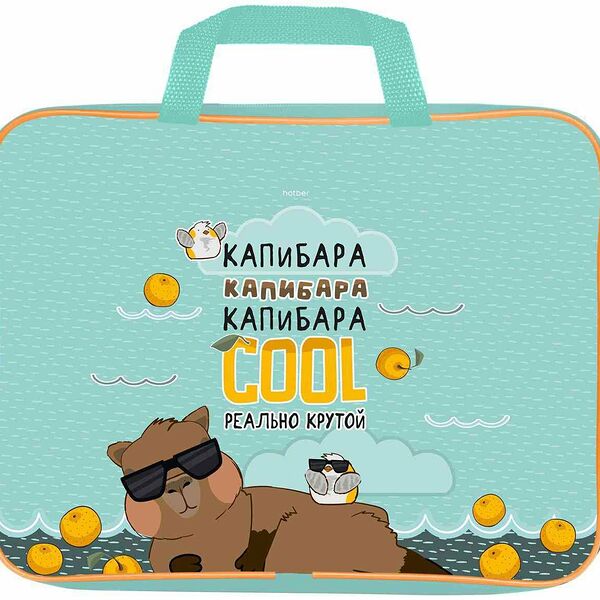 Сумка текстильная А4 с ручками Hatber Реально крутой Капибара, 350×265×75 мм