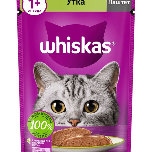 Корм для кошек паштет утка Whiskas 75г