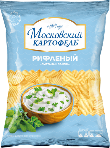 

Чипсы картофельные Московский Картофель рифленые со вкусом сметаны и зелени 120 г