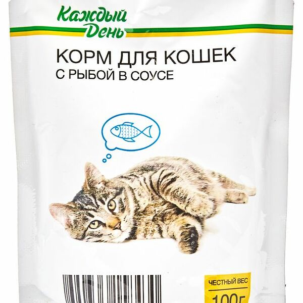 Корм для кошек Каждый день с рыбой в соусе, 100 г
