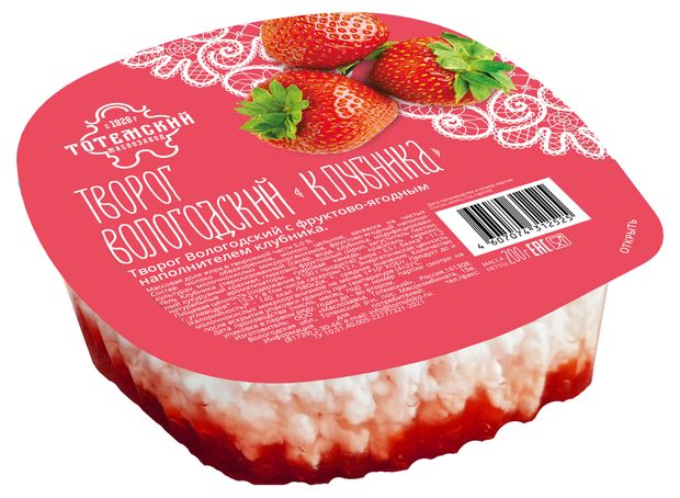 

Творог Тотемский маслозавод Вологодский Клубника 5% 200 г