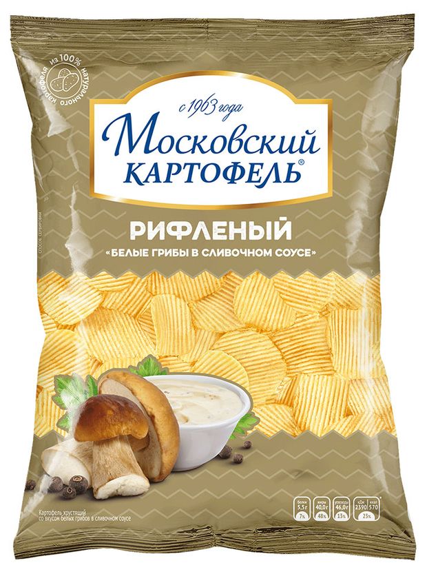 

Чипсы Московский картофель белые грибы в сливочном соусе 120 г