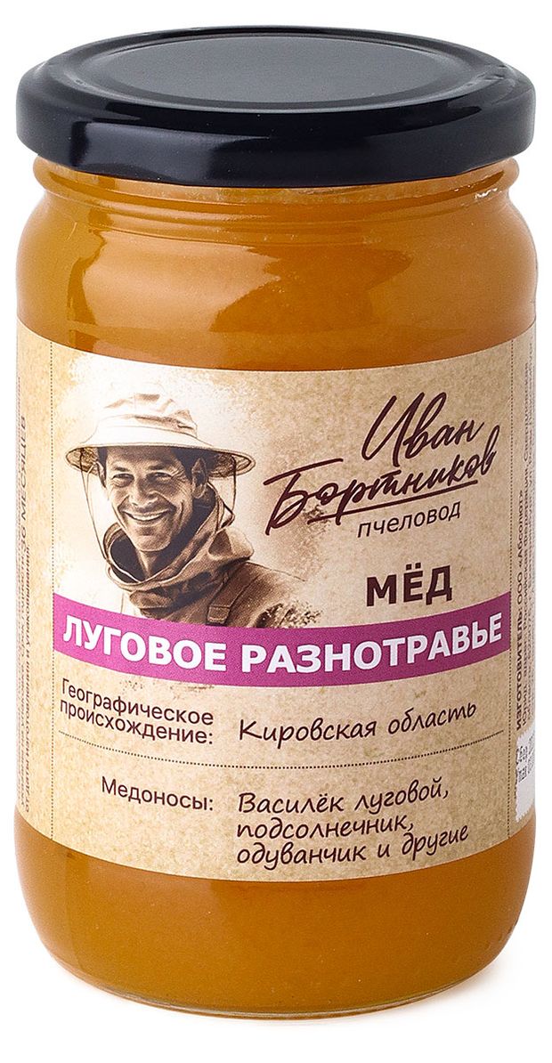 

Мед цветочный Пчеловод Иван Бортников Луговое разнотравье 500 г