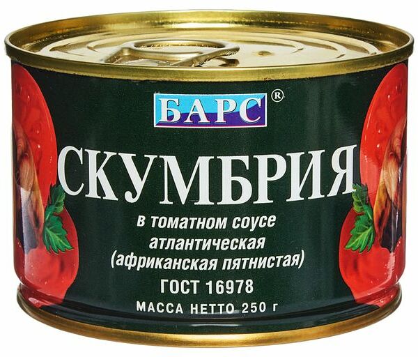 Скумбрия атлантическая Барс в томатном соусе