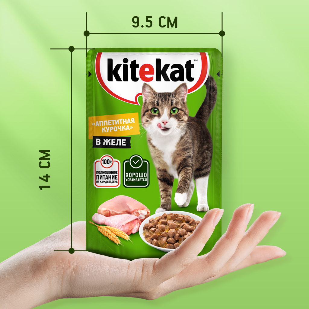 

Влажный корм для кошек Kitekat со вкусом курицы в желе Аппетитная курочка 85 г