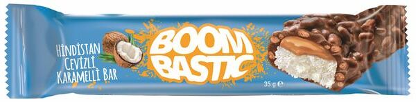 Батончик Boombastic в молочном шоколаде с кокосом, карамелью и хрустящим рисом 35 г