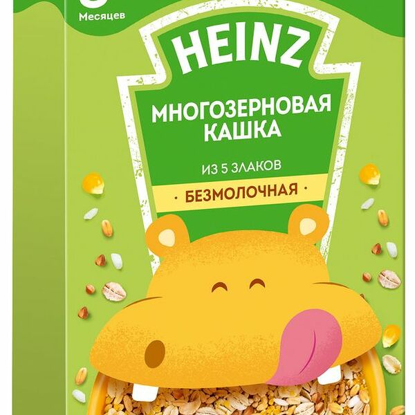 Каша многозерновая HEINZ безмолочная из 5 злаков, с 6 месяцев, 180г