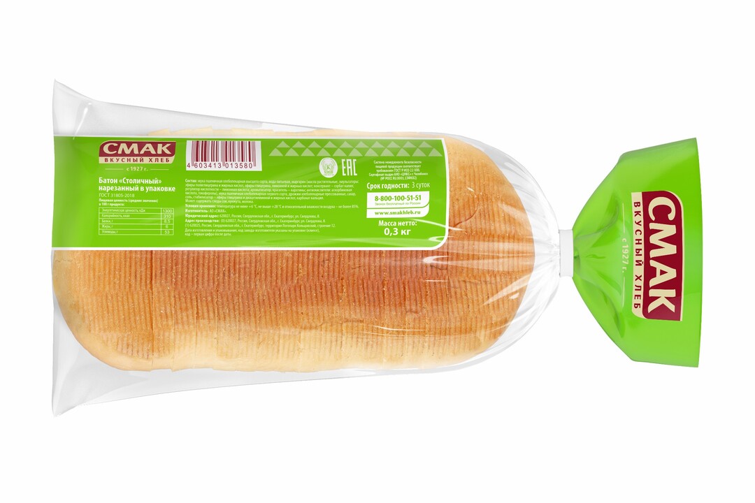 

Батон Смак Столичный нарезной