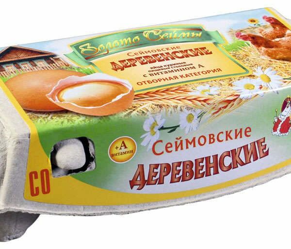 Яйцо куриное Птицефабрика Сеймовская Деревенское С0 10 шт., картон