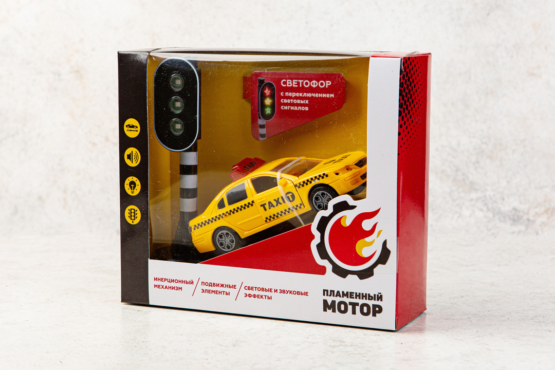 

Машинка "Такси" (инерционная) с светофором